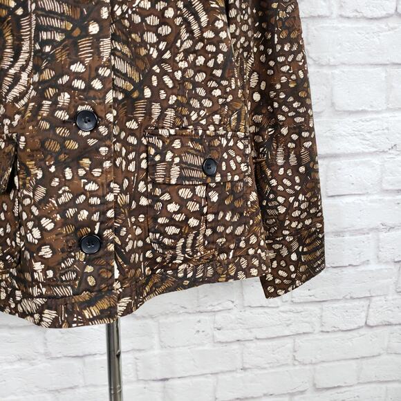 Chico's Sz 3 Brown Animal Print Stretch Cotton Jacket Chico's Sz XL 16 - Picture 14 of 14